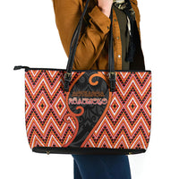 Aotearoa Atua Ruaumoko Leather Tote Bag God Of Volcanoes Koru Patterns DT05 - Polynesian Pride
