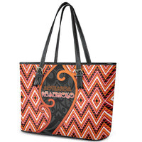 Aotearoa Atua Ruaumoko Leather Tote Bag God Of Volcanoes Koru Patterns DT05 - Polynesian Pride