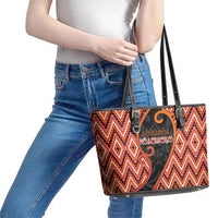 Aotearoa Atua Ruaumoko Leather Tote Bag God Of Volcanoes Koru Patterns DT05 - Polynesian Pride