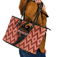 Aotearoa Atua Ruaumoko Leather Tote Bag God Of Volcanoes Koru Patterns DT05 - Polynesian Pride