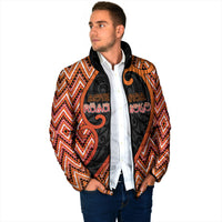 Custom Aotearoa Atua Ruaumoko Padded Jacket God Of Volcanoes Koru Patterns
