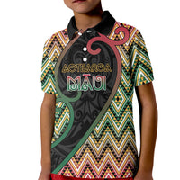 Custom Aotearoa Atua Maui Kid Polo Shirt Demigod Hero And Trickster Koru Patterns DT05 Kid Green - Polynesian Pride