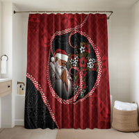 Tonga Kilisimasi Fiefia Bathroom Set Praying Santa Hibiscus Cross DT05 Shower Curtain Only Red - Polynesian Pride