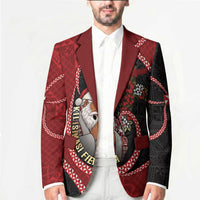 Personalised Tonga Kilisimasi Fiefia Blazer Praying Santa Hibiscus Cross DT05 - Polynesian Pride