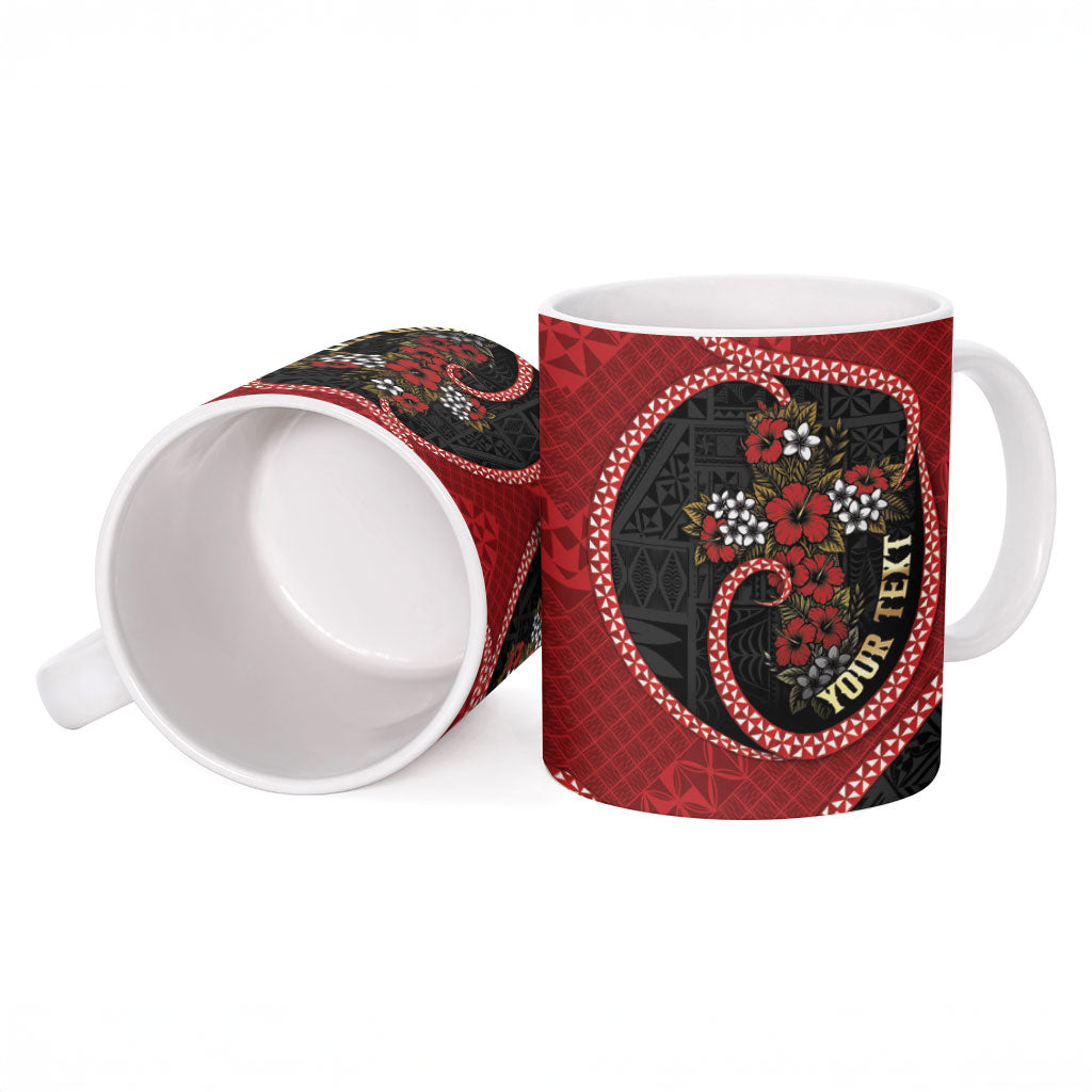 Personalised Tonga Kilisimasi Fiefia Ceramic Mug Praying Santa Hibiscus Cross DT05 - Polynesian Pride