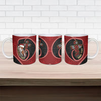 Personalised Tonga Kilisimasi Fiefia Ceramic Mug Praying Santa Hibiscus Cross DT05 - Polynesian Pride