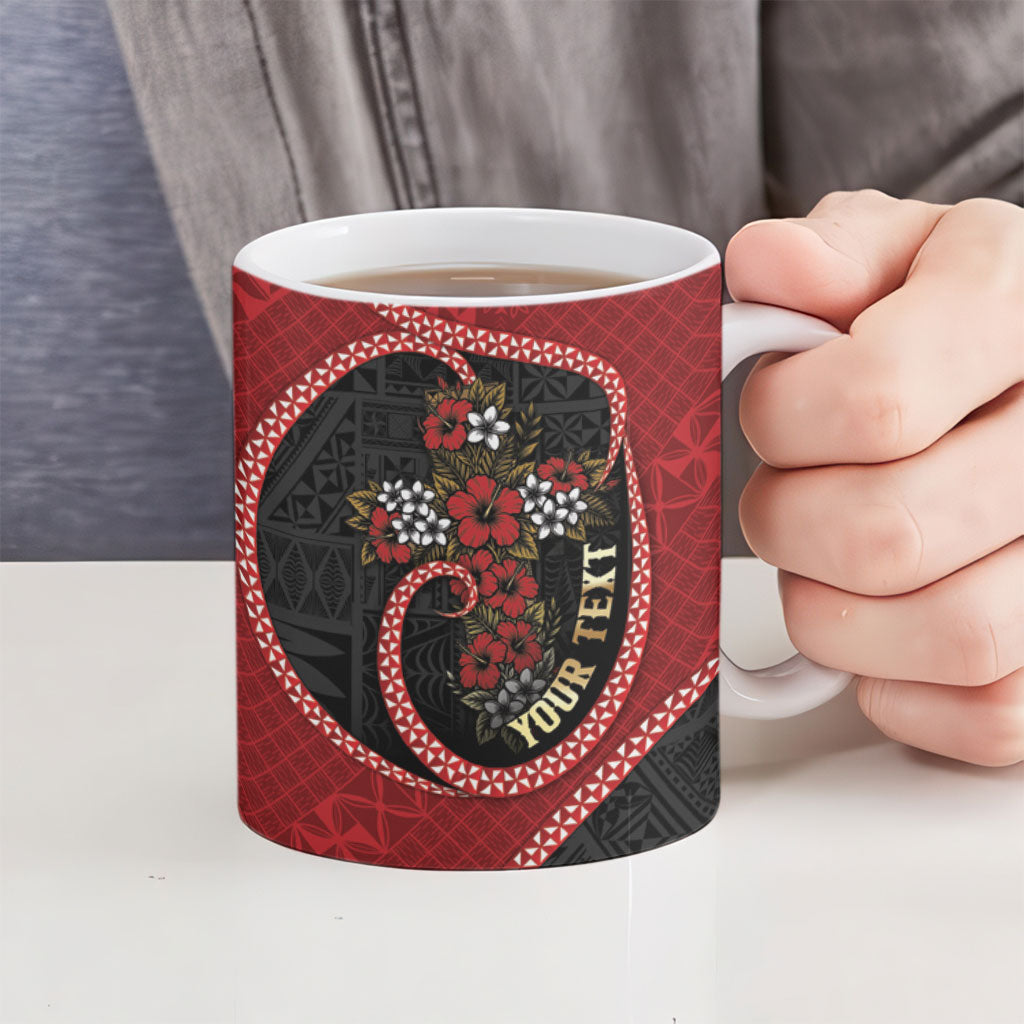 Personalised Tonga Kilisimasi Fiefia Ceramic Mug Praying Santa Hibiscus Cross DT05 - Polynesian Pride