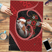 Tonga Kilisimasi Fiefia Puzzle Praying Santa Hibiscus Cross DT05 Red - Polynesian Pride