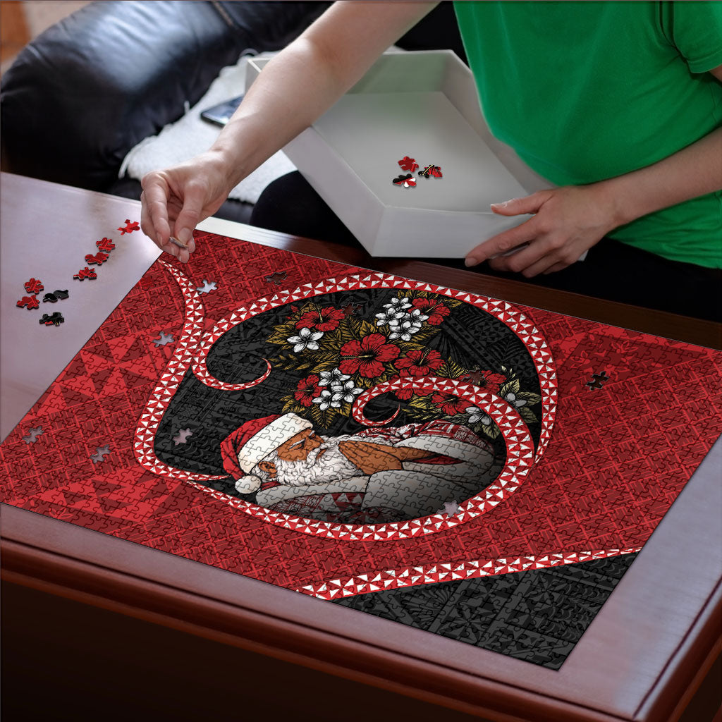 Tonga Kilisimasi Fiefia Puzzle Praying Santa Hibiscus Cross DT05 - Polynesian Pride