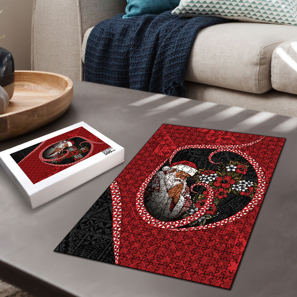 Tonga Kilisimasi Fiefia Puzzle Praying Santa Hibiscus Cross DT05 - Polynesian Pride