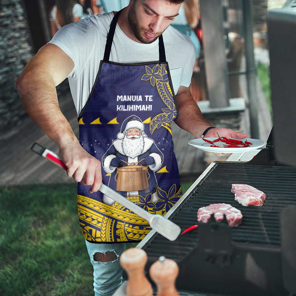 Tokelau Christmas Apron Santa With Tuluma Xmas Tribal Waves - Polynesian Pride