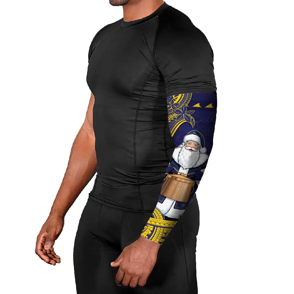 Tokelau Christmas Arm Sleeves Santa With Tuluma Xmas Tribal Waves - Polynesian Pride