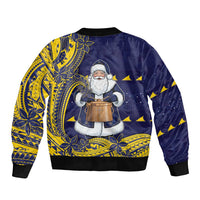 Tokelau Christmas Bomber Jacket Santa With Tuluma Xmas Tribal Waves DT05 - Polynesian Pride
