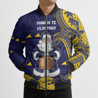 Tokelau Christmas Bomber Puffer Jacket Santa With Tuluma Xmas Tribal Waves DT05 - Polynesian Pride