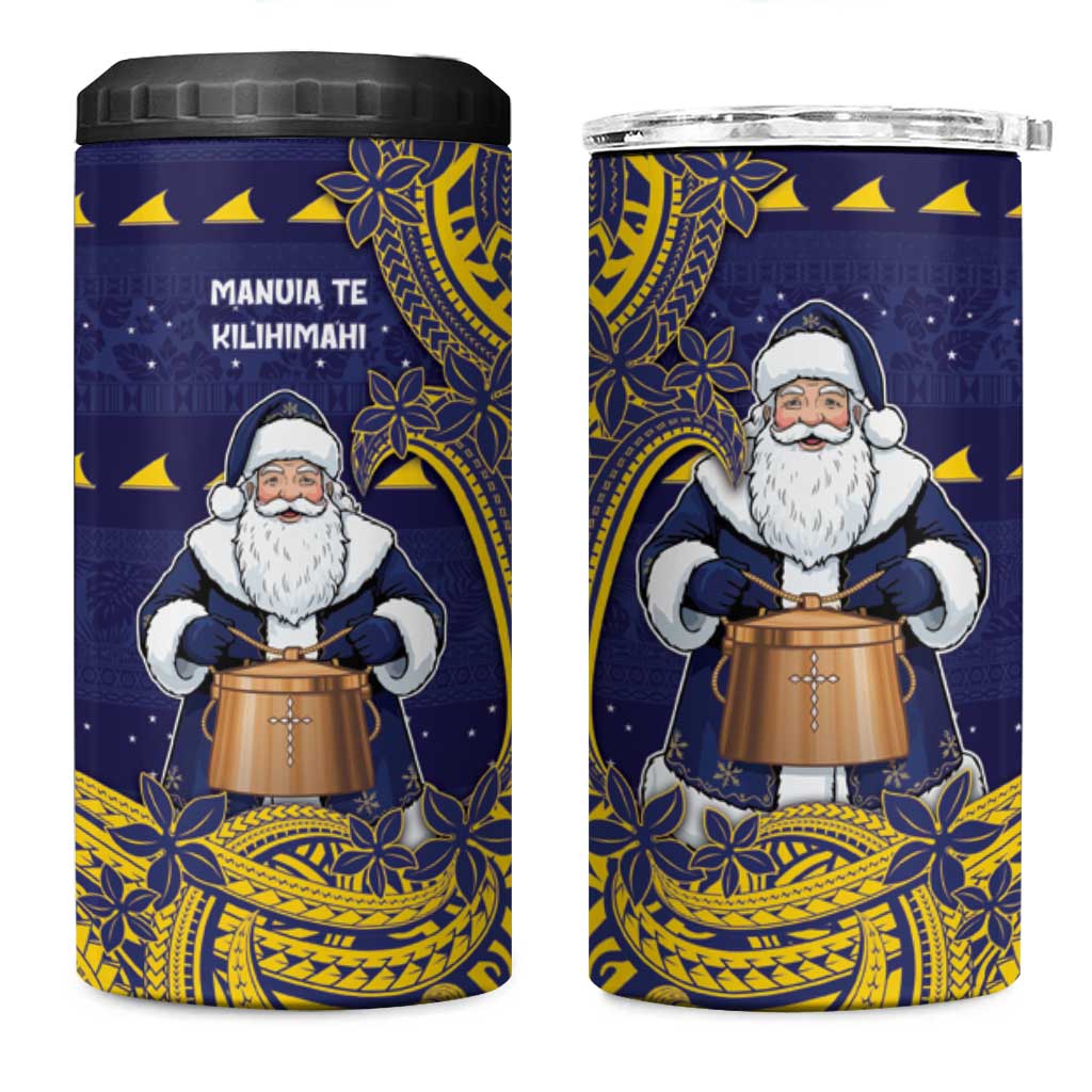 Tokelau Christmas 4 in 1 Can Cooler Tumbler Santa With Tuluma Xmas Tribal Waves DT05 One Size: 16 oz Navy - Polynesian Pride