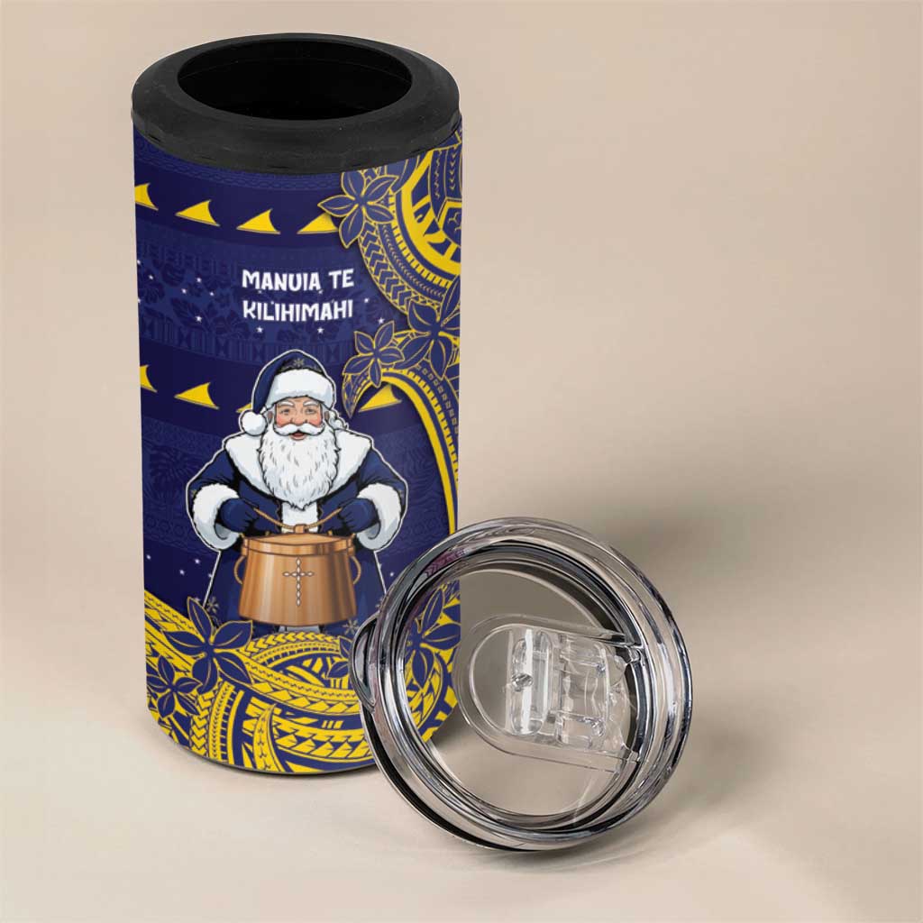 Tokelau Christmas 4 in 1 Can Cooler Tumbler Santa With Tuluma Xmas Tribal Waves DT05 - Polynesian Pride
