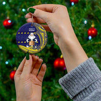 Tokelau Christmas Ceramic Ornament Santa With Tuluma Xmas Tribal Waves - Polynesian Pride