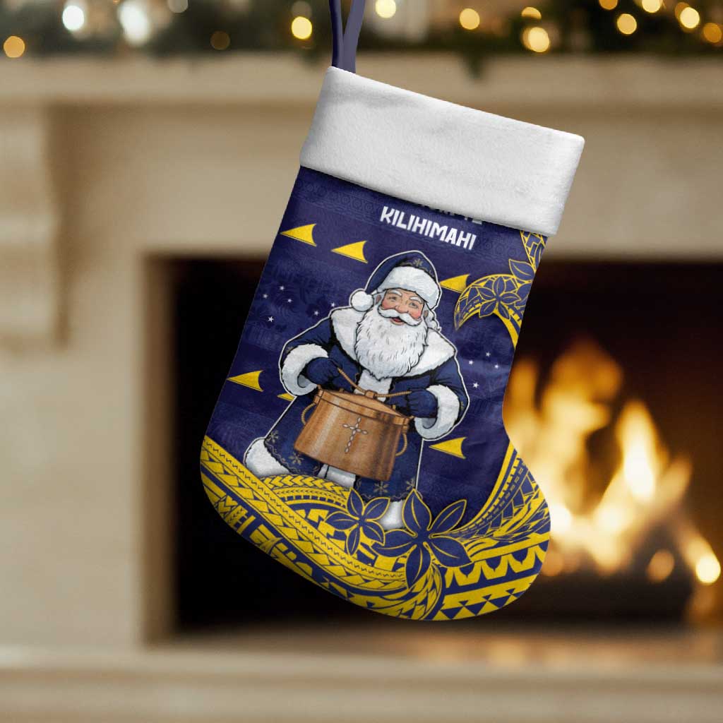 Tokelau Christmas Stocking Santa With Tuluma Xmas Tribal Waves - Polynesian Pride