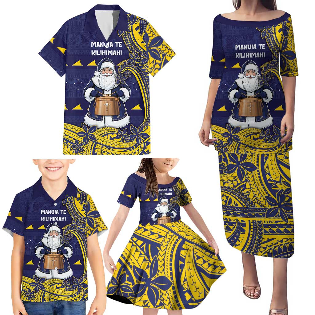 Tokelau Christmas Family Matching Puletasi and Hawaiian Shirt Santa With Tuluma Xmas Tribal Waves DT05 - Polynesian Pride