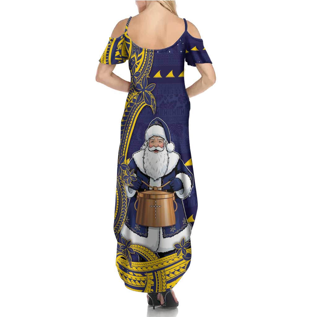 Tokelau Christmas Family Matching Summer Maxi Dress and Hawaiian Shirt Santa With Tuluma Xmas Tribal Waves DT05 - Polynesian Pride