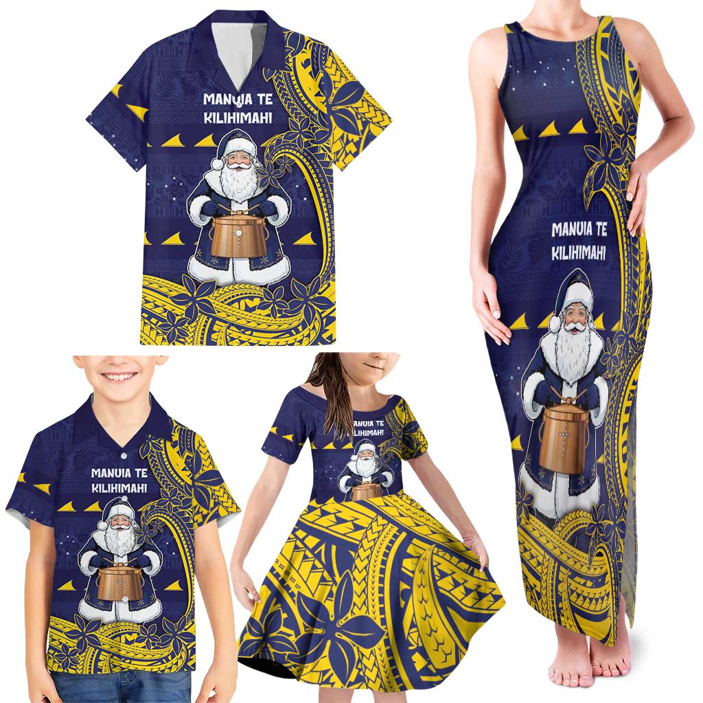 Tokelau Christmas Family Matching Tank Maxi Dress and Hawaiian Shirt Santa With Tuluma Xmas Tribal Waves DT05 - Polynesian Pride