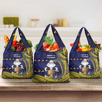 Tokelau Christmas Grocery Bag Santa With Tuluma Xmas Tribal Waves - Polynesian Pride