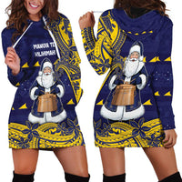 Tokelau Christmas Hoodie Dress Santa With Tuluma Xmas Tribal Waves DT05 - Polynesian Pride