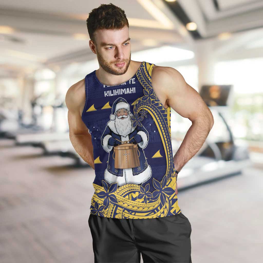 Tokelau Christmas Men Tank Top Santa With Tuluma Xmas Tribal Waves - Polynesian Pride