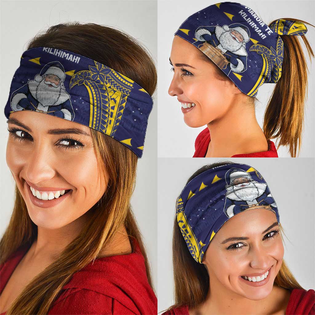 Tokelau Christmas Neck Gaiter Santa With Tuluma Xmas Tribal Waves - Polynesian Pride
