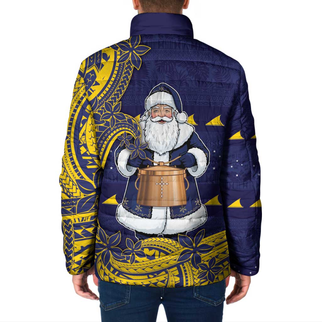 Tokelau Christmas Padded Jacket Santa With Tuluma Xmas Tribal Waves DT05 - Polynesian Pride