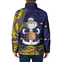 Tokelau Christmas Padded Jacket Santa With Tuluma Xmas Tribal Waves DT05 - Polynesian Pride