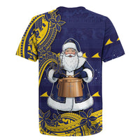 Tokelau Christmas Rugby Jersey Santa With Tuluma Xmas Tribal Waves - Polynesian Pride