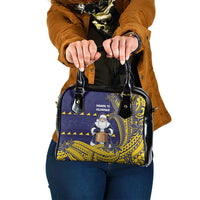 Tokelau Christmas Shoulder Handbag Santa With Tuluma Xmas Tribal Waves - Polynesian Pride