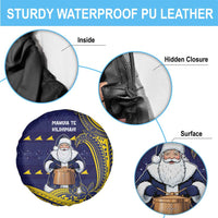 Tokelau Christmas Spare Tire Cover Santa With Tuluma Xmas Tribal Waves - Polynesian Pride