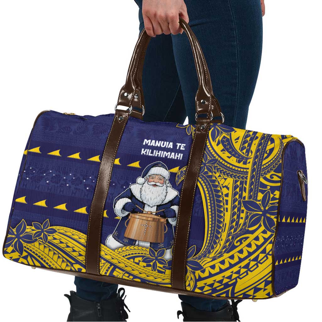 Tokelau Christmas Travel Bag Santa With Tuluma Xmas Tribal Waves - Polynesian Pride