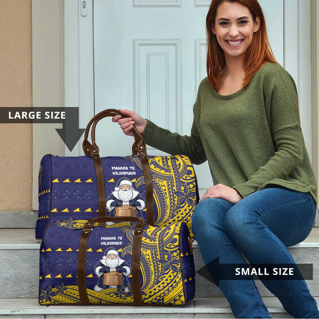 Tokelau Christmas Travel Bag Santa With Tuluma Xmas Tribal Waves - Polynesian Pride