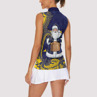 Tokelau Christmas Women Sleeveless Polo Shirt Santa With Tuluma Xmas Tribal Waves DT05 - Polynesian Pride