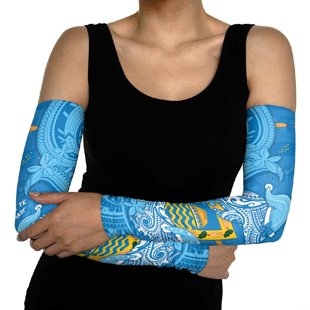 Tuvalu Christmas Arm Sleeves Dolphins Santa Xmas Tribal Waves - Polynesian Pride