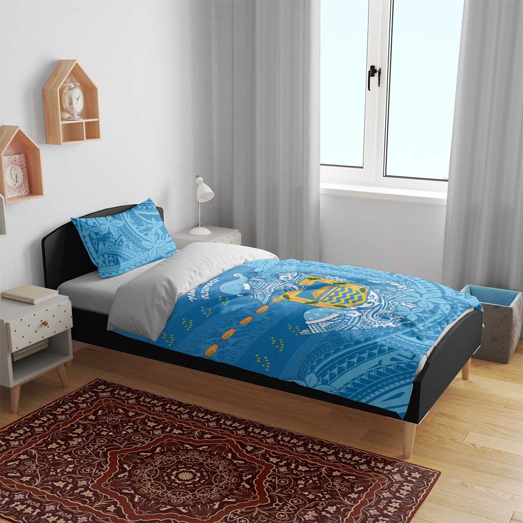 Tuvalu Christmas Bedding Set Dolphins Santa Xmas Tribal Waves - Polynesian Pride