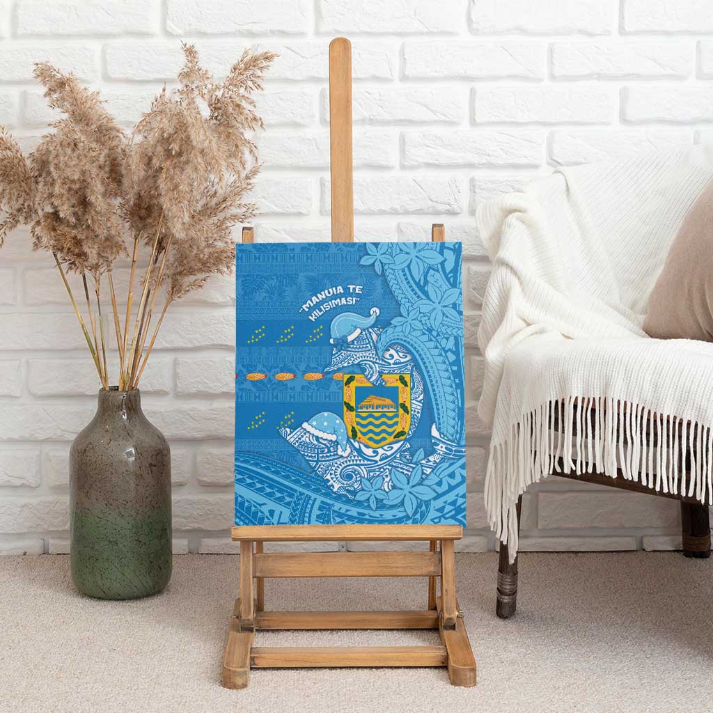 Tuvalu Christmas Canvas Wall Art Dolphins Santa Xmas Tribal Waves - Polynesian Pride