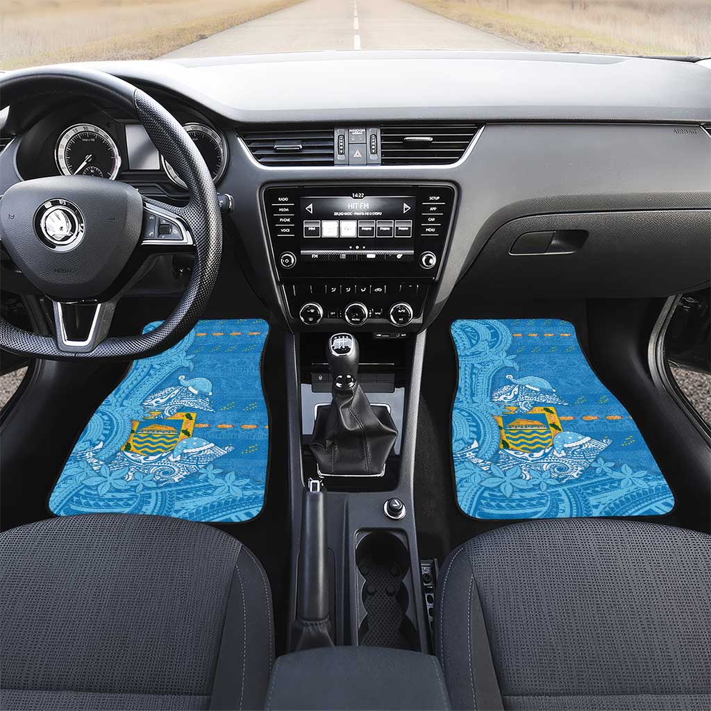 Tuvalu Christmas Car Mats Dolphins Santa Xmas Tribal Waves - Polynesian Pride