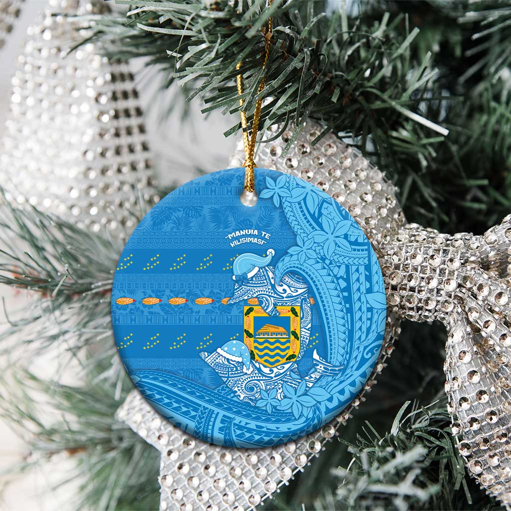 Tuvalu Christmas Ceramic Ornament Dolphins Santa Xmas Tribal Waves - Polynesian Pride