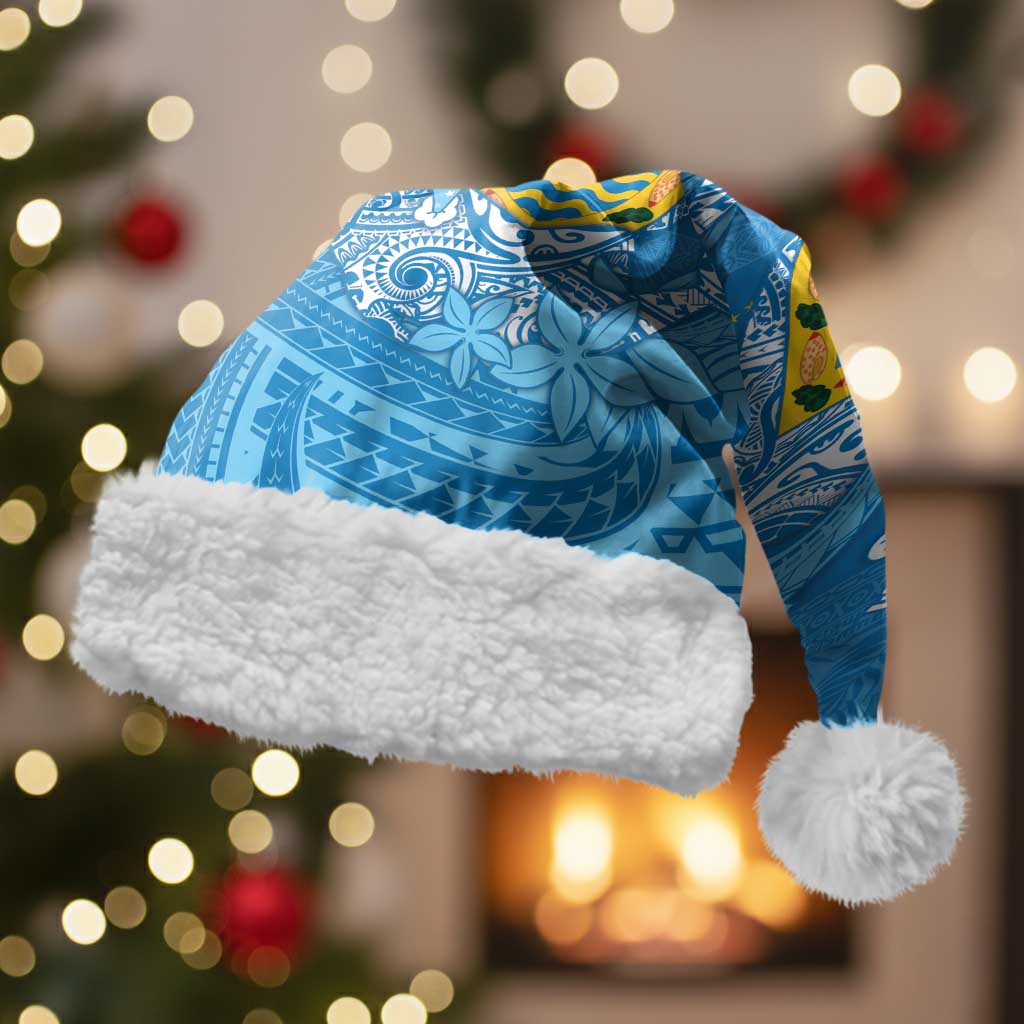 Tuvalu Christmas Santa Hat Dolphins Santa Xmas Tribal Waves - Polynesian Pride