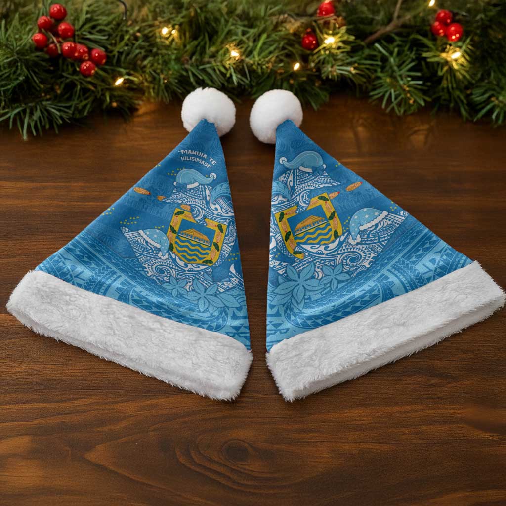 Tuvalu Christmas Santa Hat Dolphins Santa Xmas Tribal Waves - Polynesian Pride