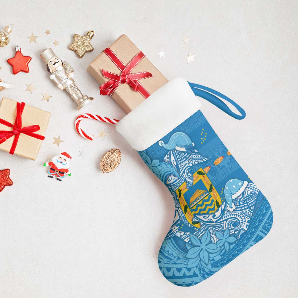 Tuvalu Christmas Stocking Dolphins Santa Xmas Tribal Waves - Polynesian Pride