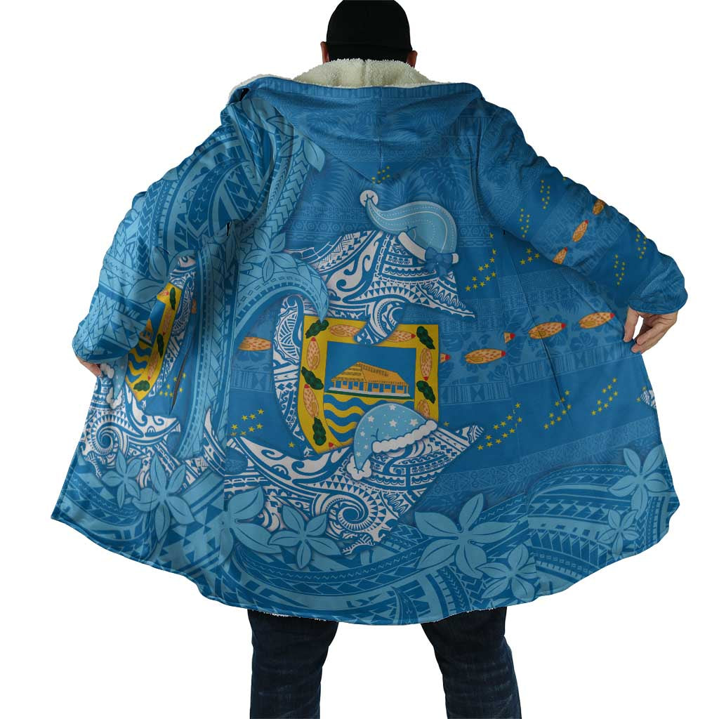 Tuvalu Christmas Cloak Dolphins Santa Xmas Tribal Waves - Polynesian Pride