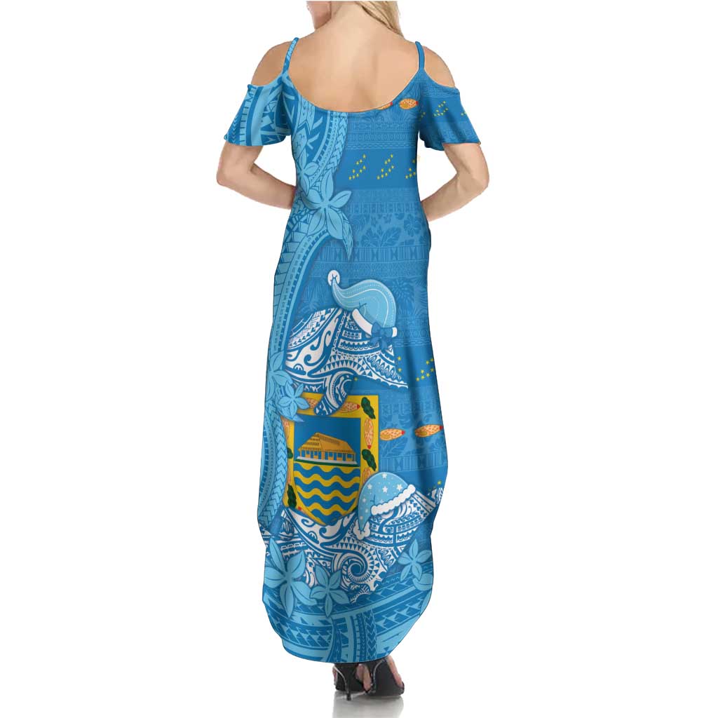 Tuvalu Christmas Family Matching Summer Maxi Dress and Hawaiian Shirt Dolphins Santa Xmas Tribal Waves DT05 - Polynesian Pride