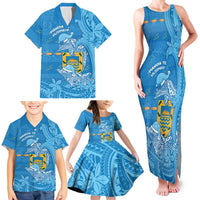 Tuvalu Christmas Family Matching Tank Maxi Dress and Hawaiian Shirt Dolphins Santa Xmas Tribal Waves DT05 - Polynesian Pride