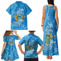Tuvalu Christmas Family Matching Tank Maxi Dress and Hawaiian Shirt Dolphins Santa Xmas Tribal Waves DT05 - Polynesian Pride