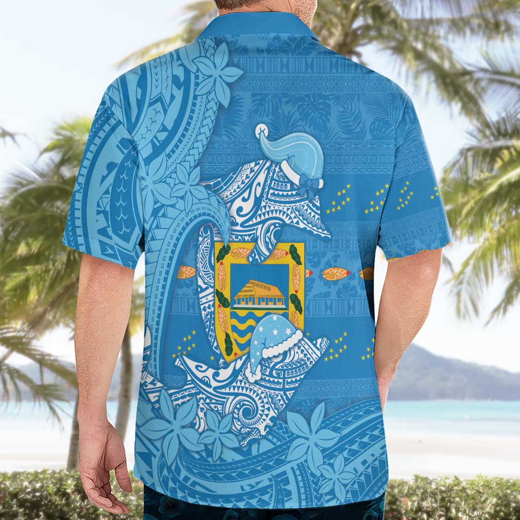 Tuvalu Christmas Hawaiian Shirt Dolphins Santa Xmas Tribal Waves - Polynesian Pride